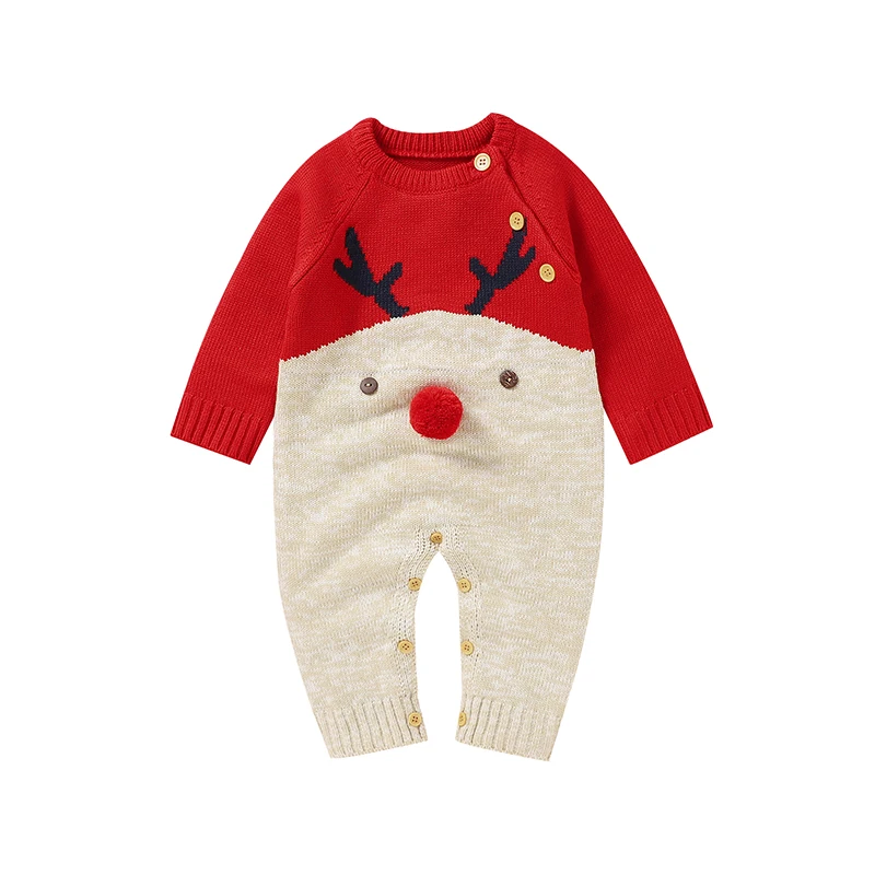 Pelele Navidad Bebé con Renos – Monos Infantiles de Invierno 0-2 Años