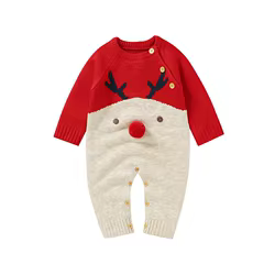 Pelele Navidad Bebé con Renos – Monos Infantiles de Invierno 0-2 Años