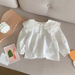 Camisa de primavera para niñas 1-6 años con cuello acampanado