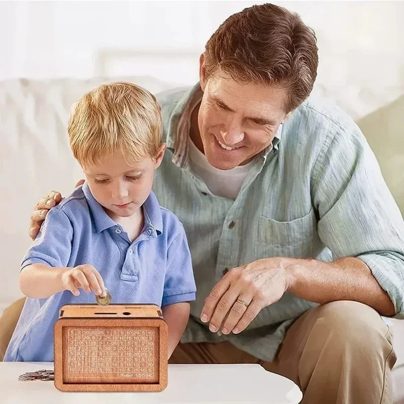Hucha infantil de madera natural estilo retro clásico de mostrador - imagen 5