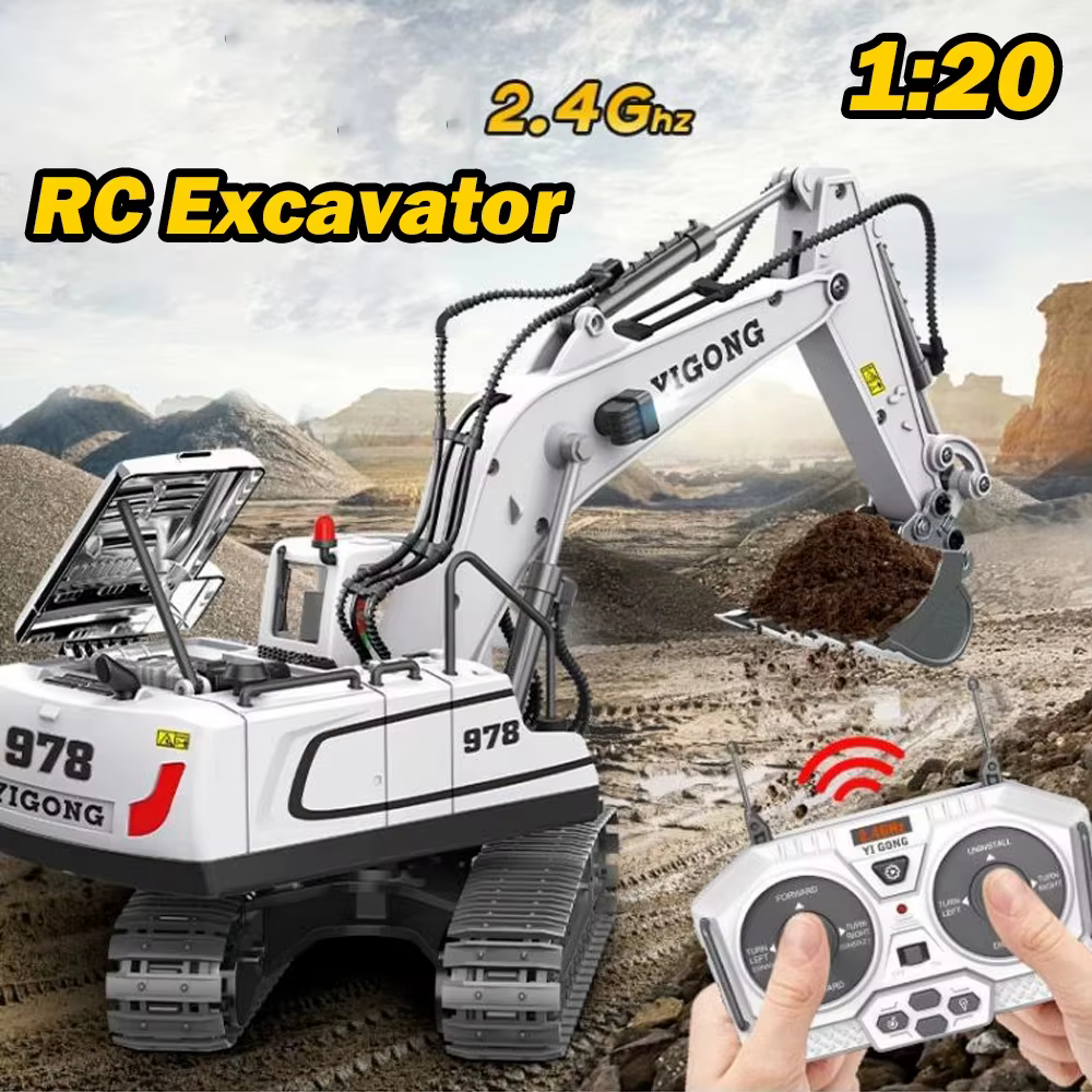 Excavadora control remoto con música para niños