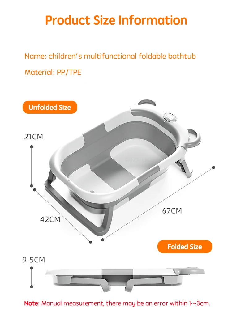 PANGDUBE bañera portátil plegable para bebés con tapete flotante - imagen 2