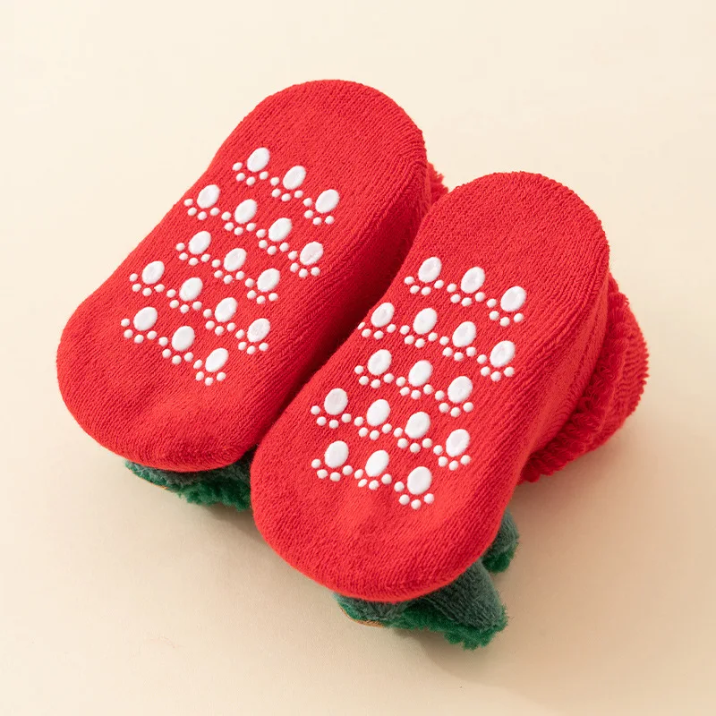 Calcetines bebé punto cálidos Papá Noel, muñeco de nieve y ciervo - imagen 3