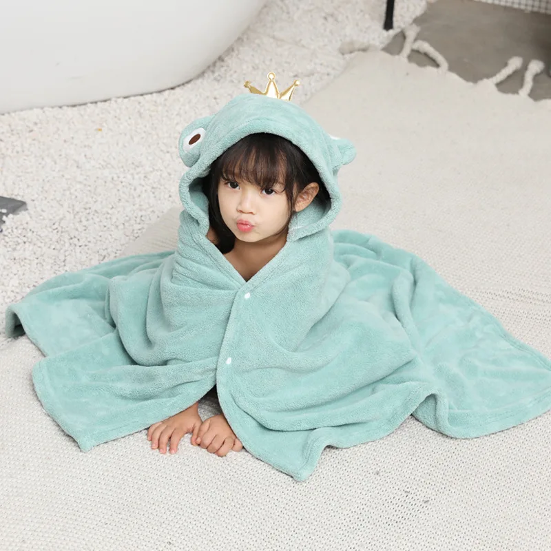 Toalla poncho con capucha de lana para niños – súper absorbente - imagen 3