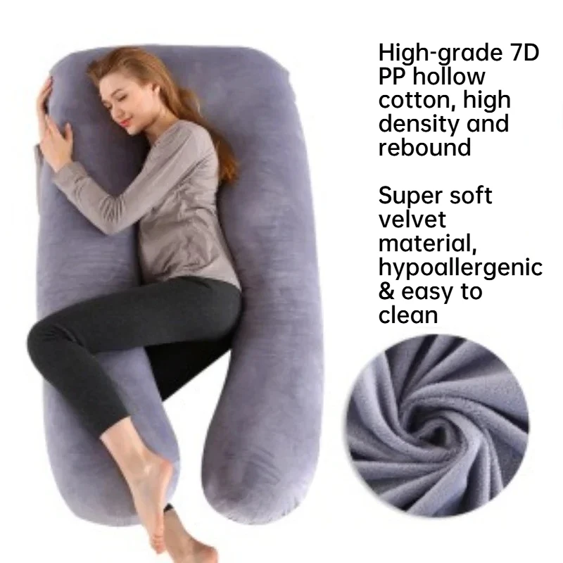 Almohada de embarazo U para dormir con funda extraíble, soporte total - imagen 2