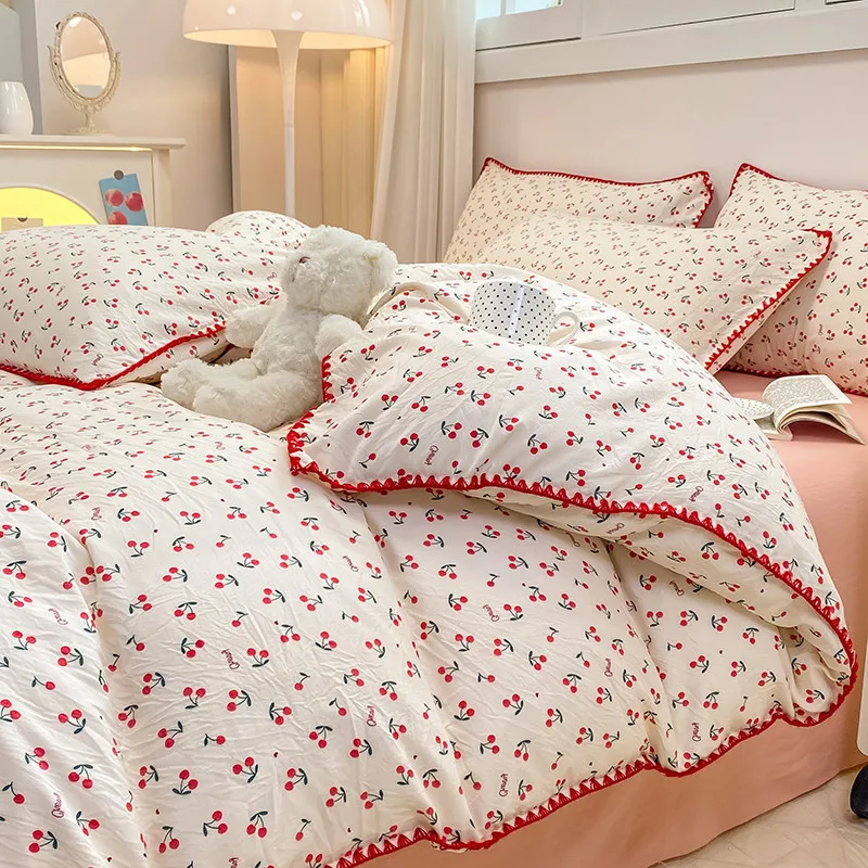 Juego de ropa de cama de algodón para cuna de niña con osito - imagen 3
