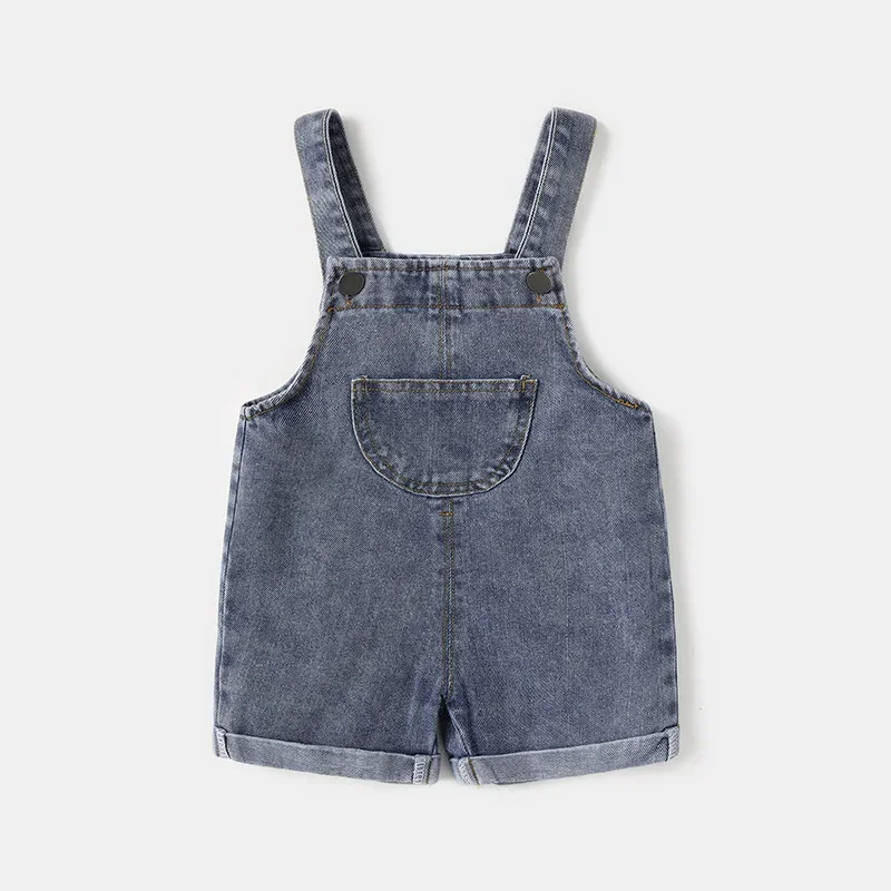 Mono mezclilla azul corto para niños – Diseño verano enrollado