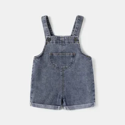 Mono mezclilla azul corto para niños – Diseño verano enrollado