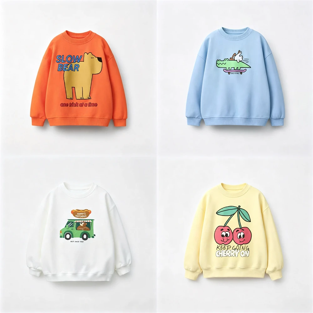 Sudadera infantil holgada con estampado, cuello redondo otoño - imagen 2