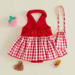 Conjunto de verano para niña con vestido sin mangas estampado fresa