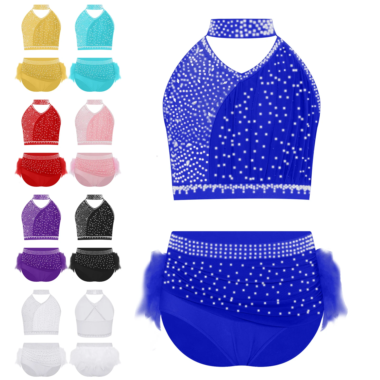 Traje de ballet para niña con top corto de pedrería - imagen 3