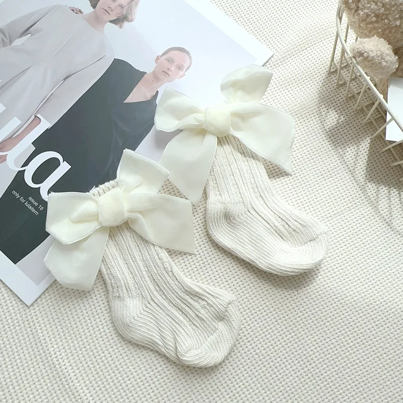 Calcetines de algodón grueso con lazo para bebé otoño - imagen 3