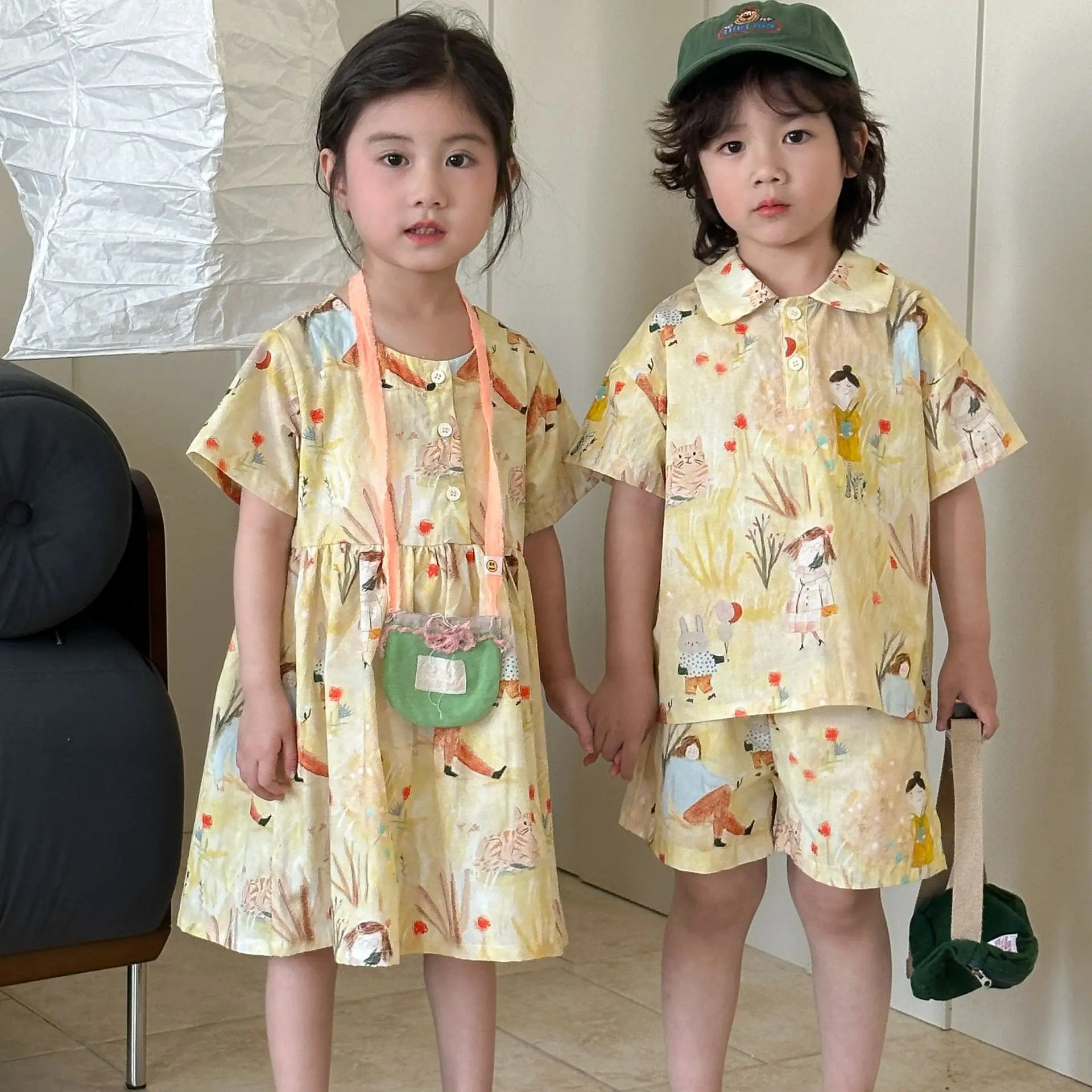 Conjuntos de verano hermano y hermana: camisas y shorts informales - imagen 2