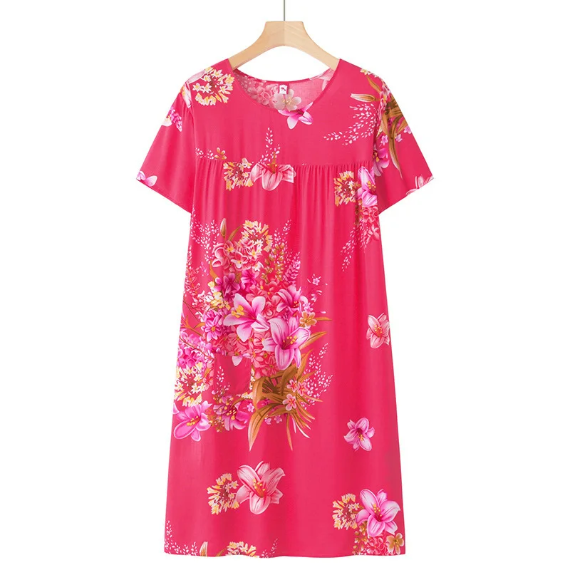 Camisón de verano de manga corta en algodón con seda
