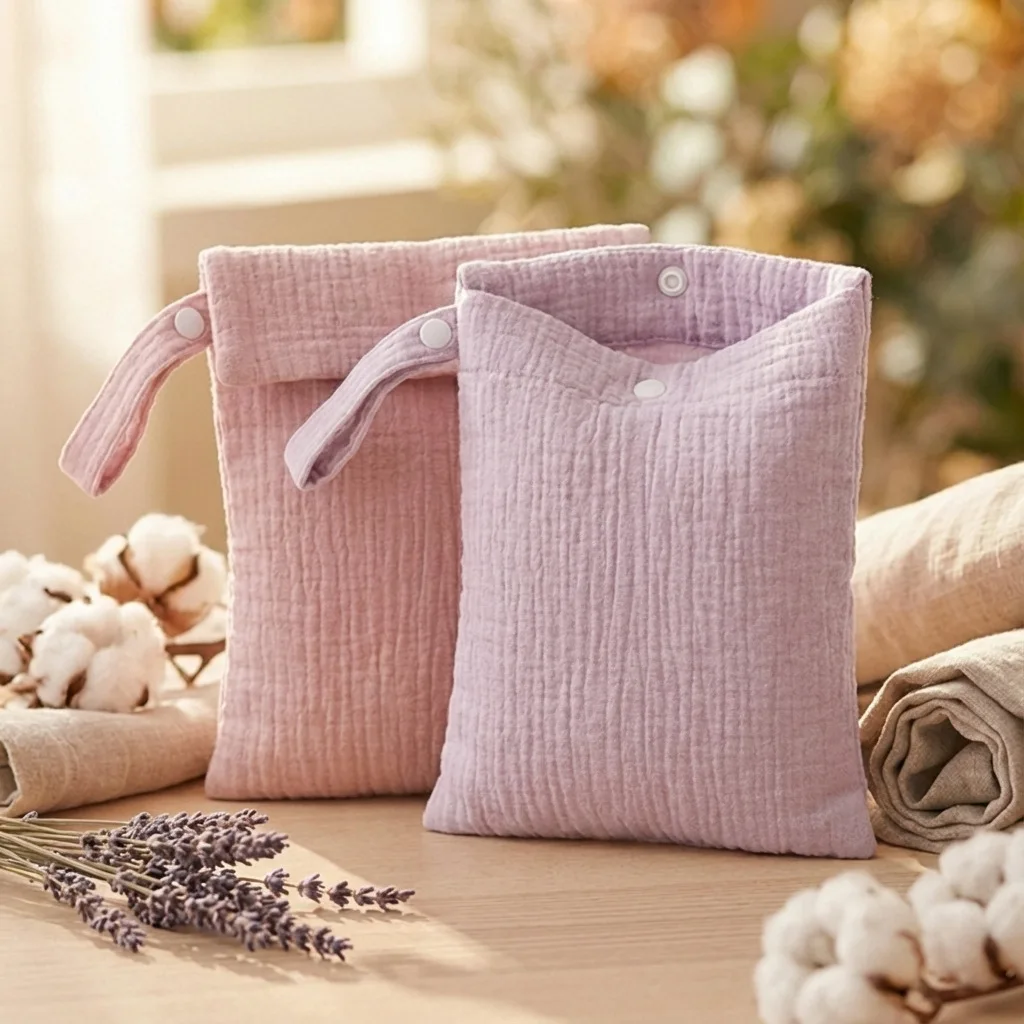 Bolsa de pañales muselina algodón color liso para cochecito - imagen 4