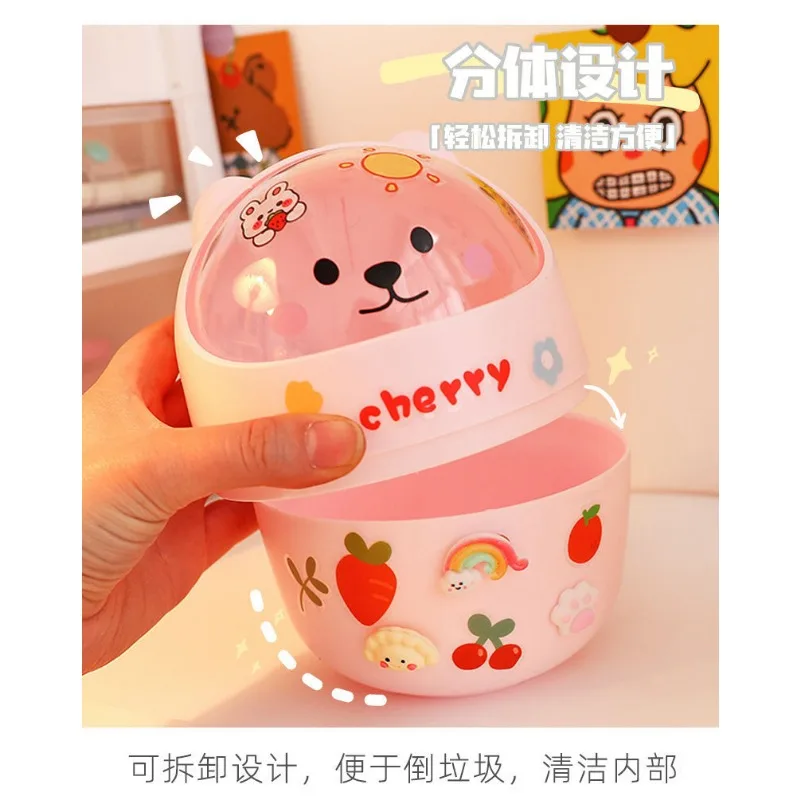 Papelera infantil con tapa para escritorio – Diseño kawaii niños - imagen 5