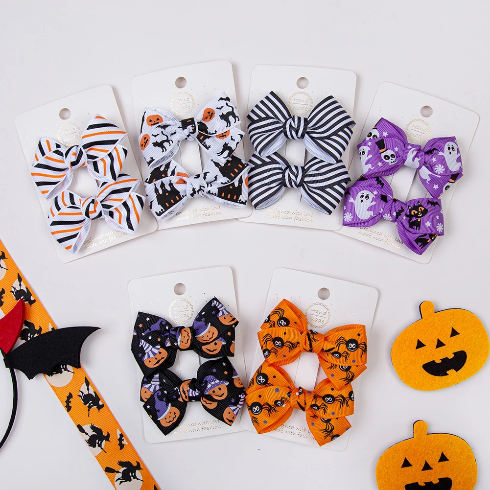 Pinzas de pelo con diseño calabaza y diablo para Halloween