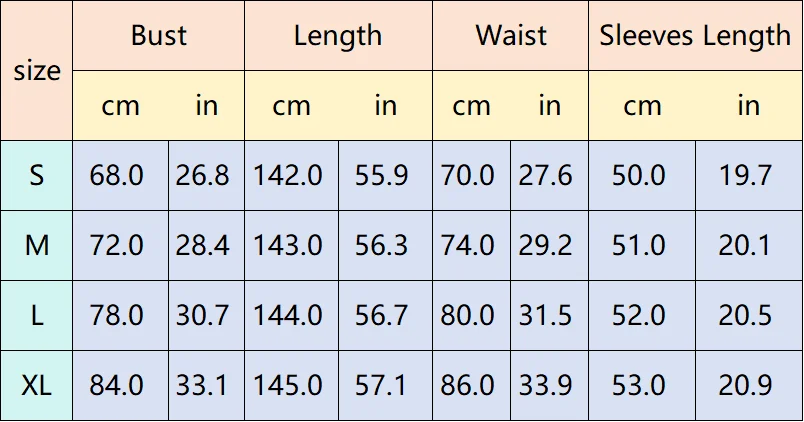 Guía de tallas del vestido de maternidad
