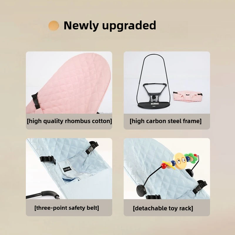 Mecedora plegable para bebé con asiento reclinable y juguetes suaves - imagen 4