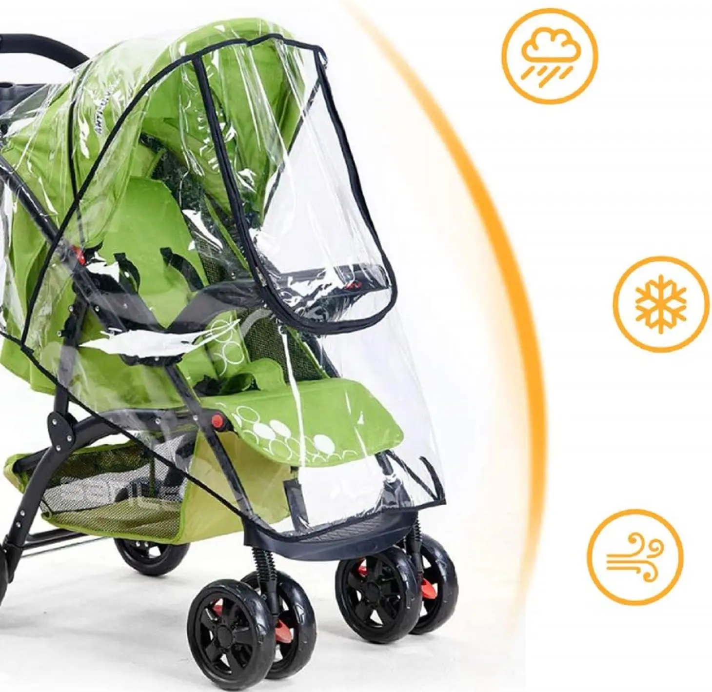 Cubierta de lluvia para cochecito de bebé - impermeable y transpirable
