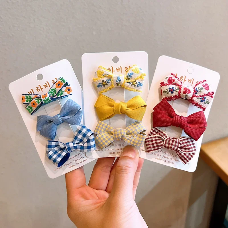 Pinzas de pelo floral con lazo para niña - Set de 3 - imagen 5