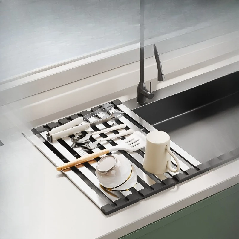 Escurridor plegable para platos de acero inoxidable – secado rápido - imagen 5