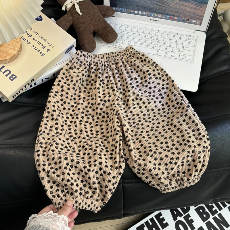 Pantalones de niña casuales con lunares y puños elásticos - imagen 2