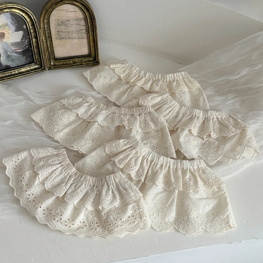 Falda de verano con volumen para bebé y flores bordadas