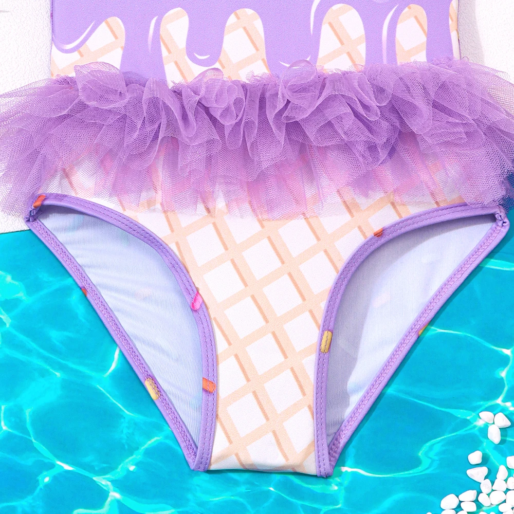 Traje de baño niña con estampado veraniego y tutú de playa suave - imagen 5