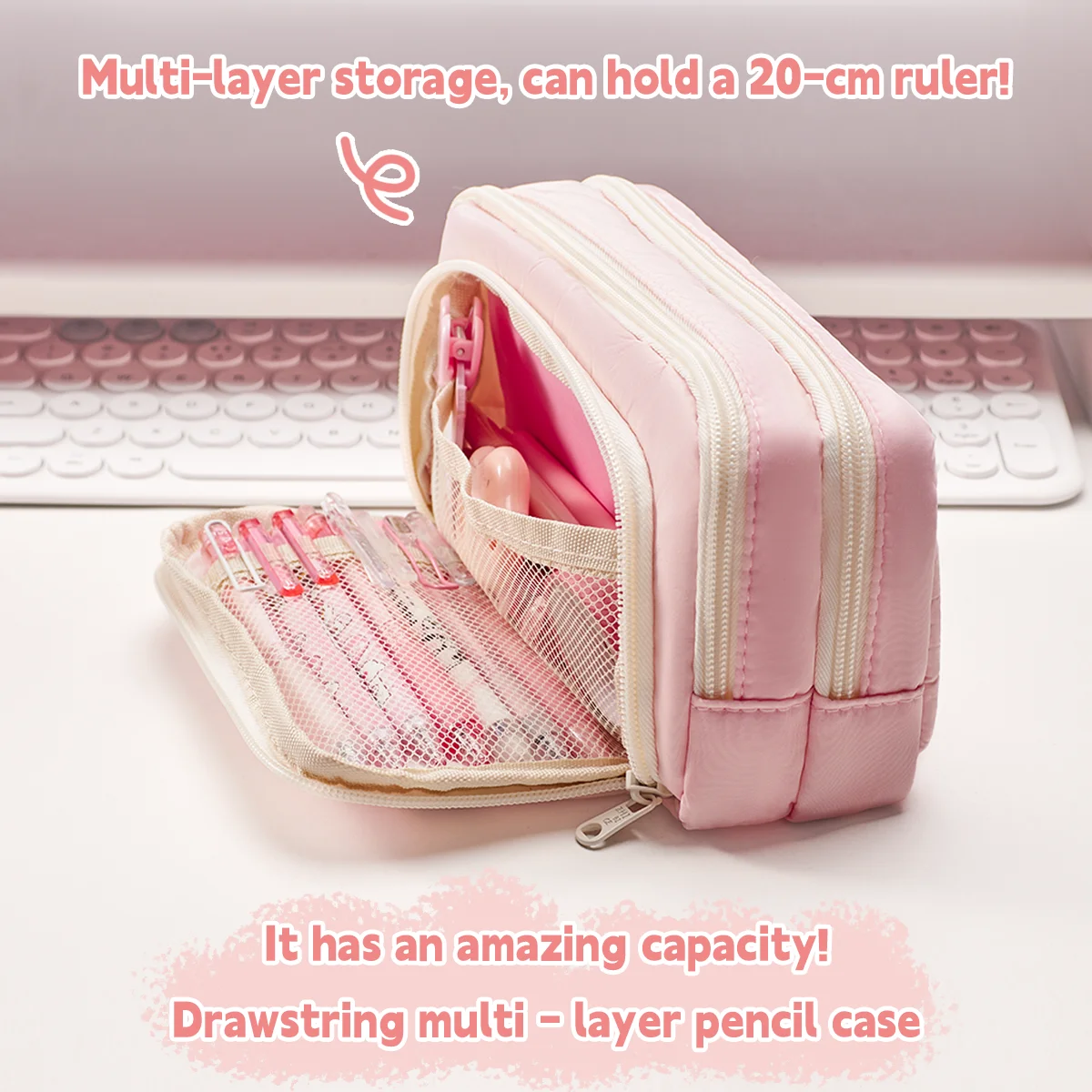 Estuche para lápices de gran capacidad estilo kawaii multifunción - imagen 3