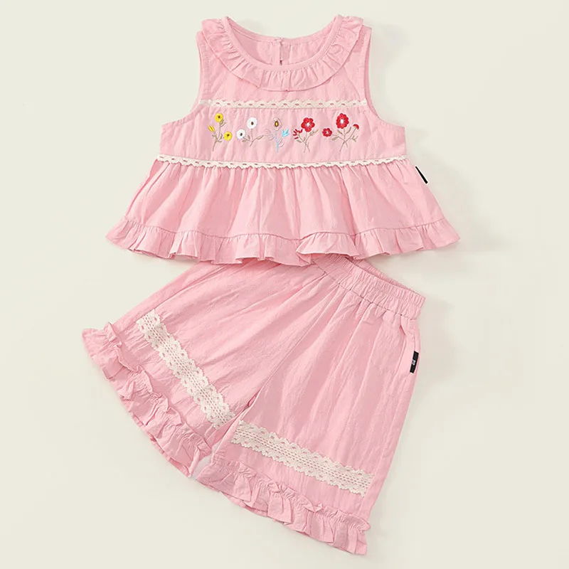 Conjunto de verano bebé sin mangas con flores y pantalón corto