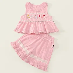 Conjunto de verano bebé sin mangas con flores y pantalón corto
