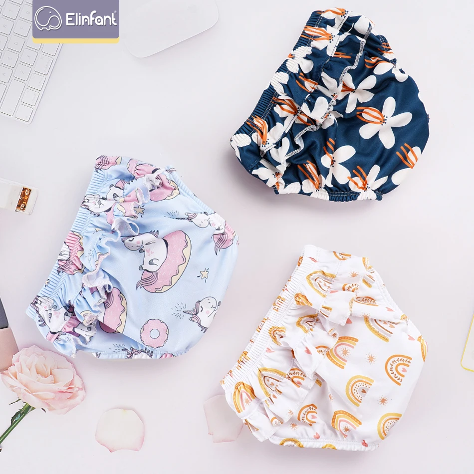 Elinfant Pañal de baño reutilizable con estampado floral para bebé