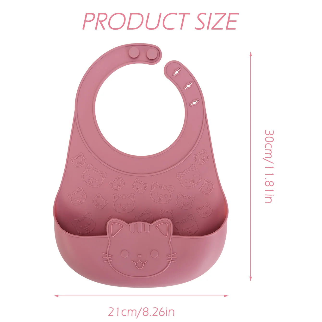 Babero de silicona impermeable con bolsillo y diseño de gato