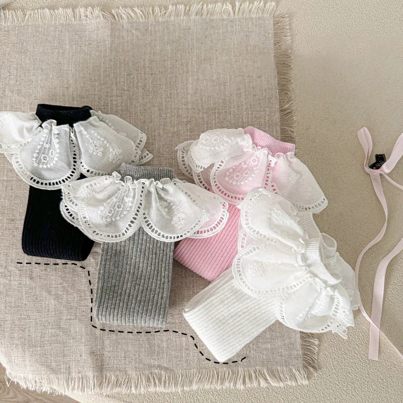 Calcetines de primavera para niña con diseño princesa y encaje suave - imagen 4