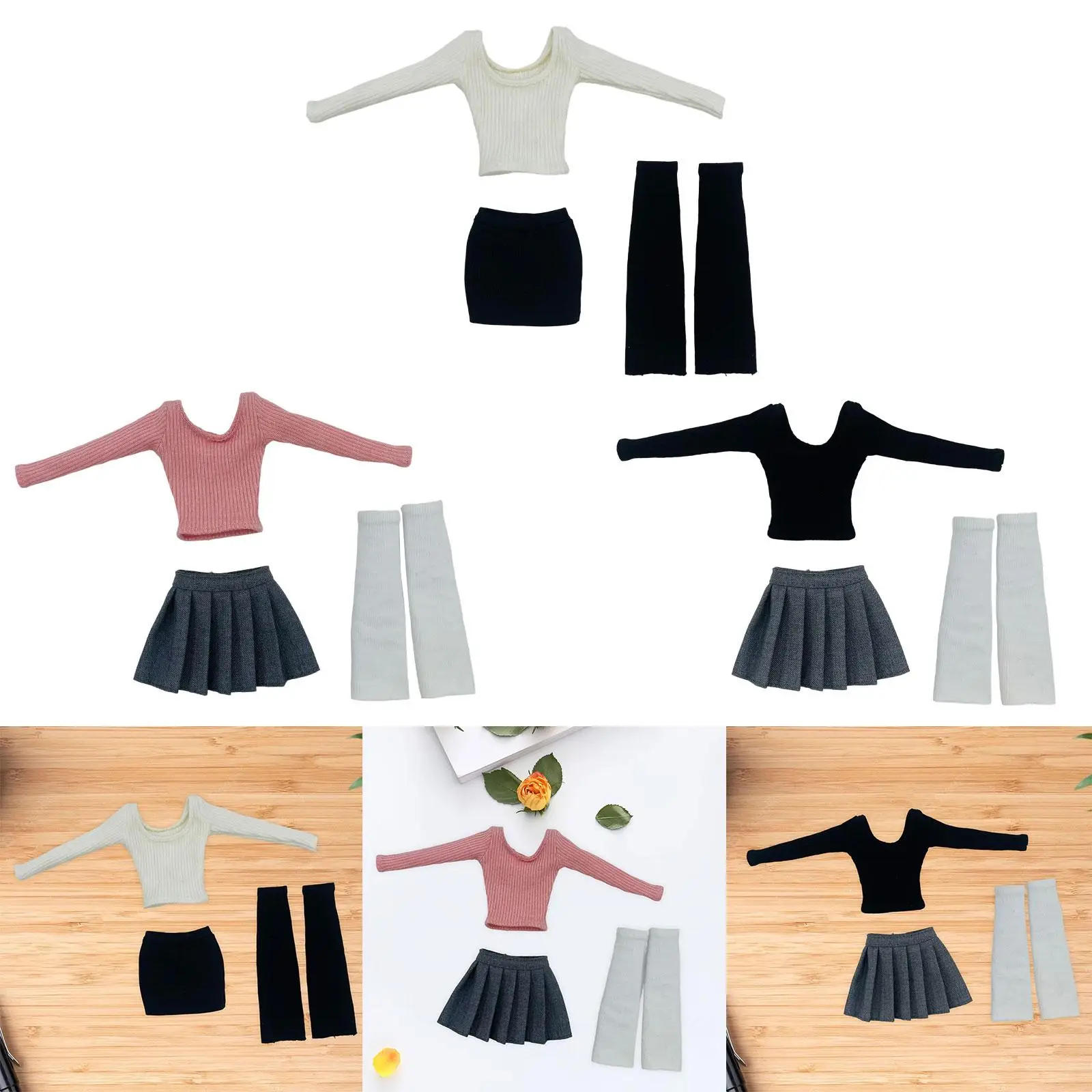 Traje de manga larga femenina para muñeca con top de tubo - imagen 3