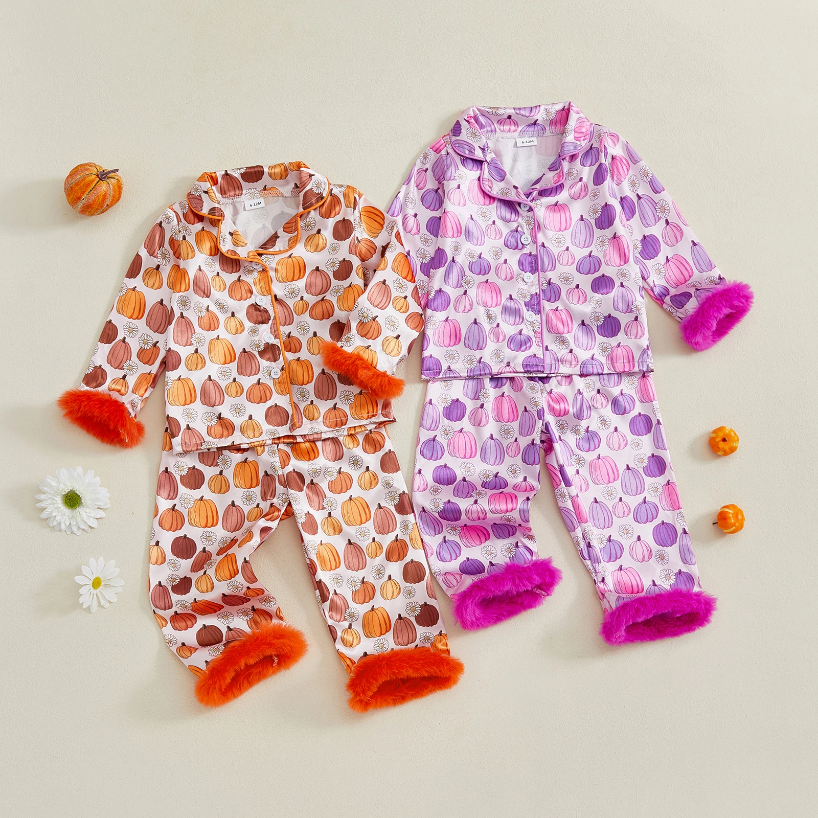 Pijama infantil Halloween estampado calabaza para niñas