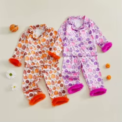 Pijama infantil Halloween estampado calabaza para niñas