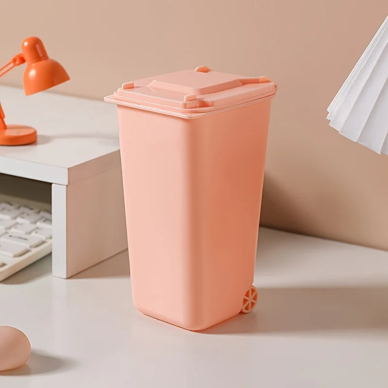 Mini cubo de escritorio infantil con tapa – Portalápices decorativo - imagen 4