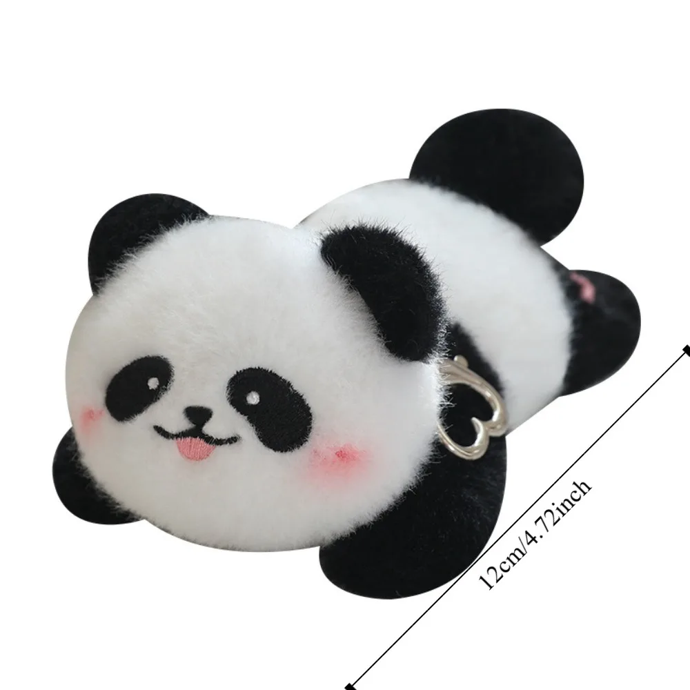 Llavero de peluche panda con cola giratoria vista frontal