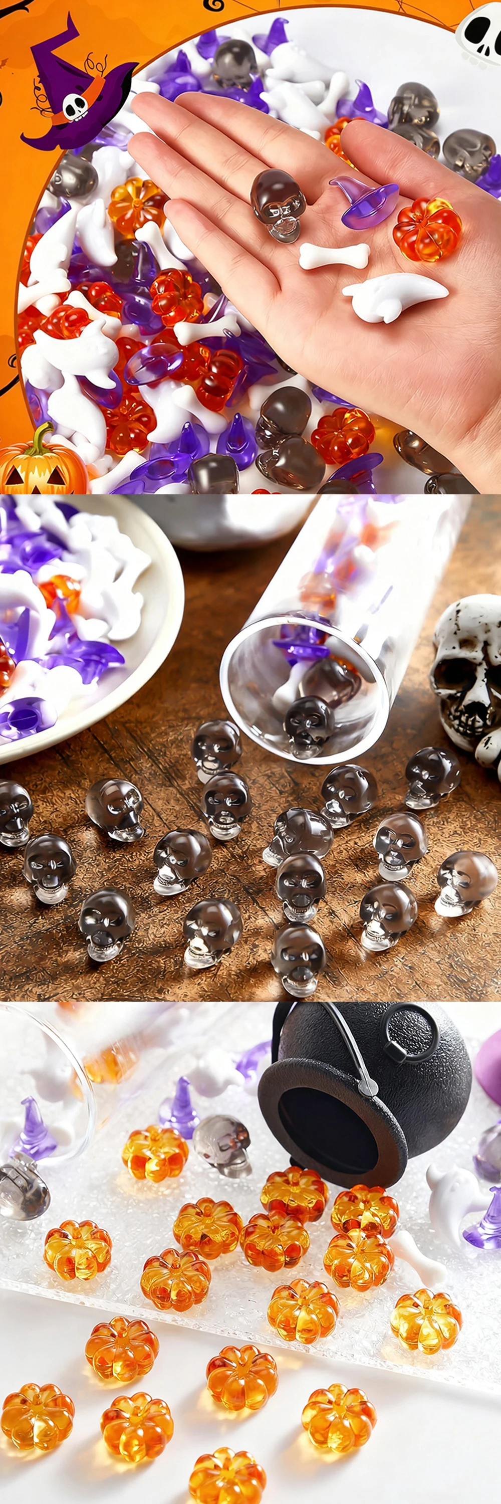 Mini miniaturas decorativas de Halloween: calavera y detalles temáticos