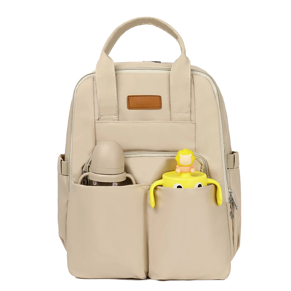 Bolsa de pañales estilo mochila minimalista con multibolsillos - imagen 3