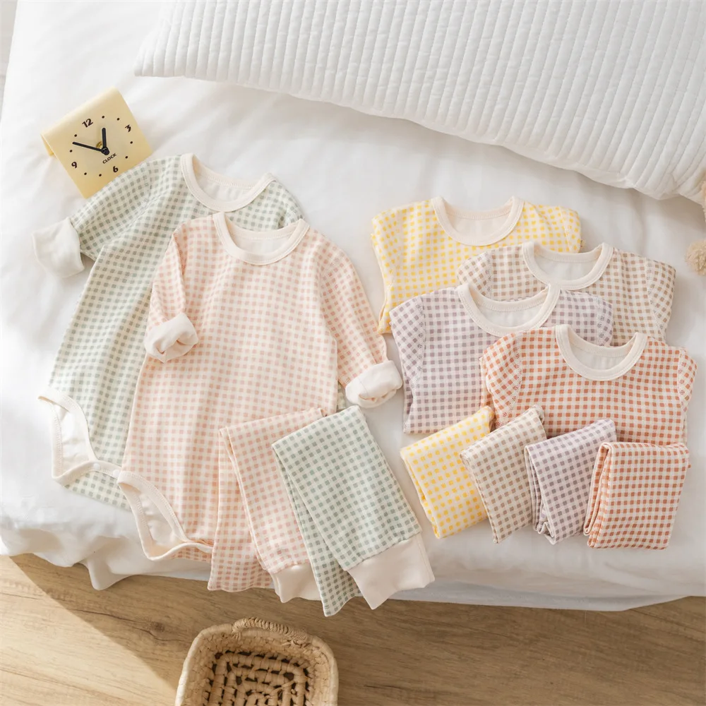 MILANCEL Conjunto de pijamas para bebé niña de mono a cuadros - imagen 5