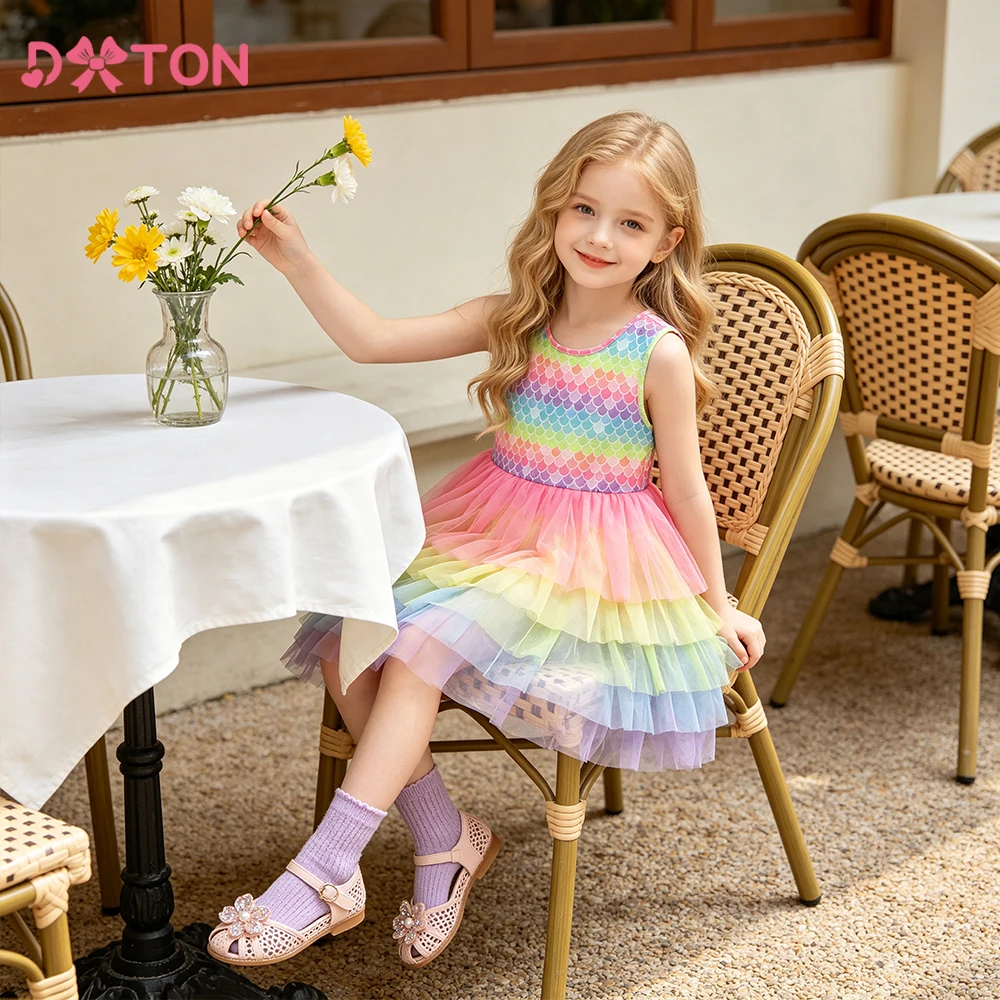 DXTON Vestido de sirena infantil sin mangas estilo princesa verano - imagen 2