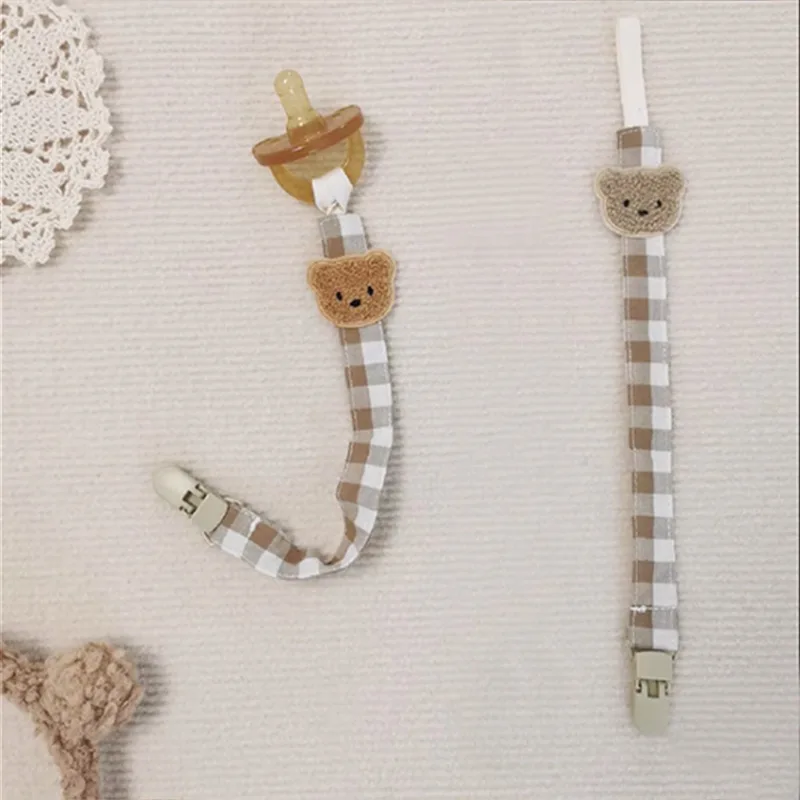 Clip para chupón de bebé con diseño de oso, correa segura