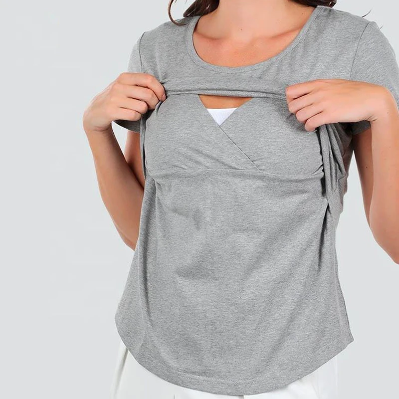 Camiseta de lactancia holgada de manga corta para embarazadas - imagen 2