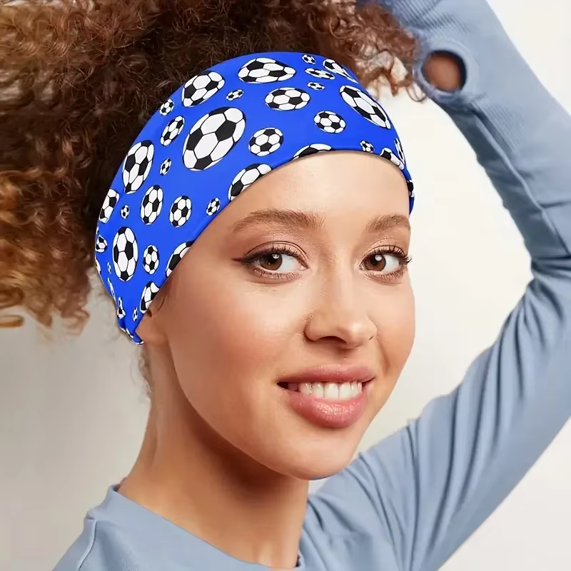 Diadema atlética elástica atada para niños – Estampado fútbol y Yoga - imagen 4