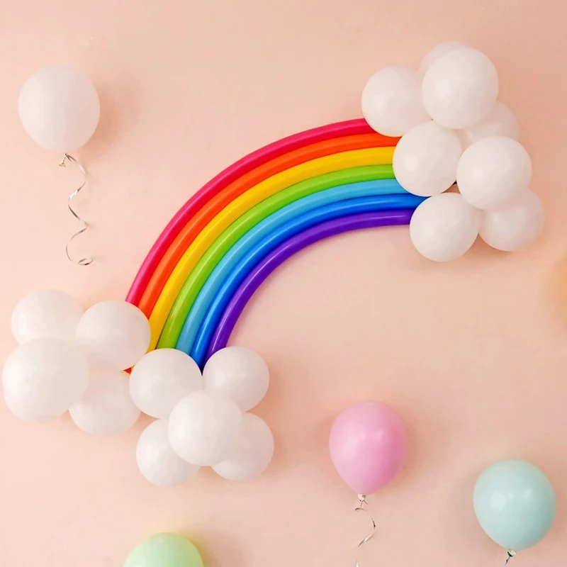 ZYF Set globos arcoíris redondos para decoración de cumpleaños - imagen 2