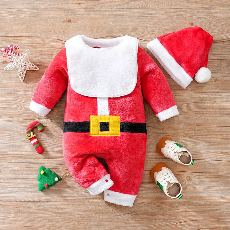 Pelele rojo con gorro para bebé – Look navideño 0-18 meses