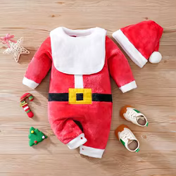 Pelele rojo con gorro para bebé – Look navideño 0-18 meses